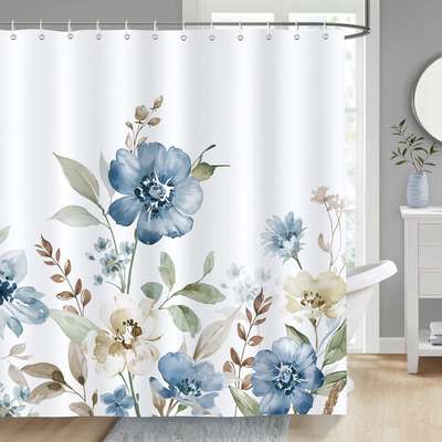 Navy Blue Shower Curtain Liner for Modern Bathroom Decor