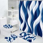 Navy Blue Shower Curtain Liner for Stylish Bathroom Decor.